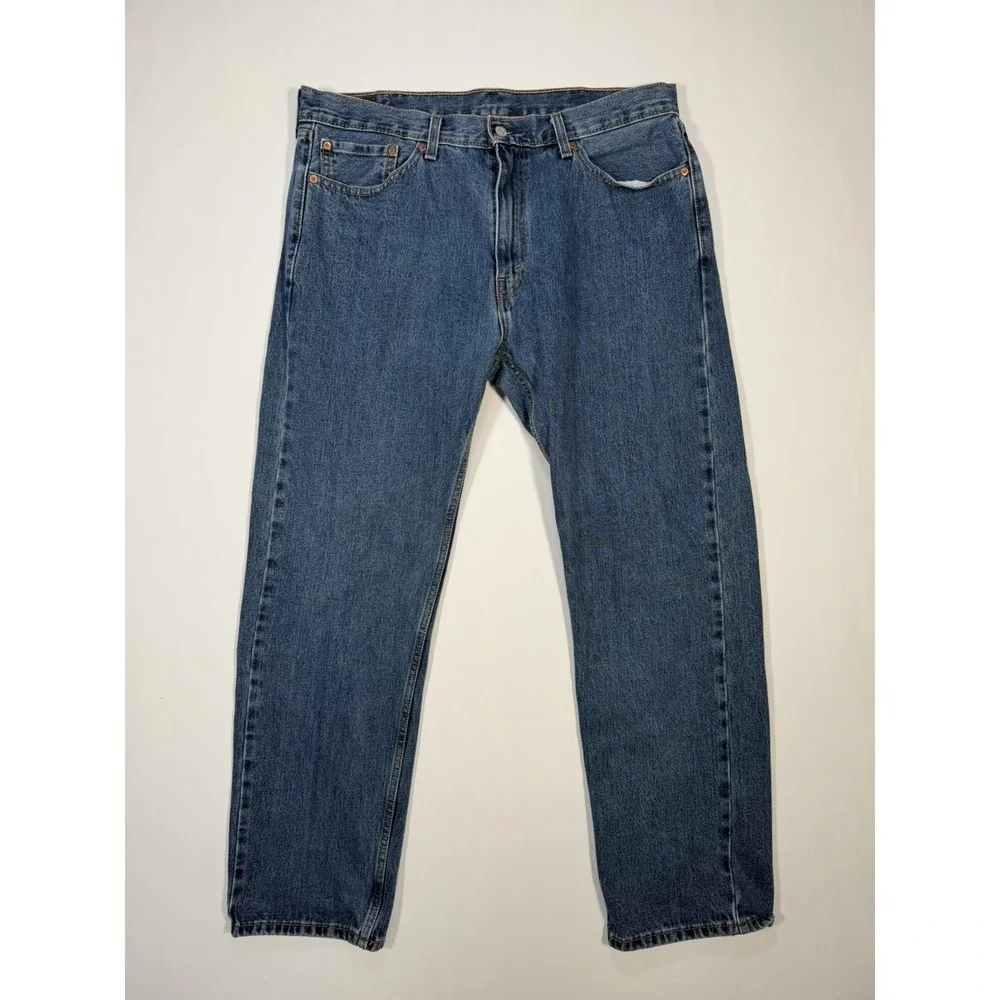 Levi's 505 Regular Fit Jeans Mens 38x32 Blue Straight Leg Denim Pants Red Tab